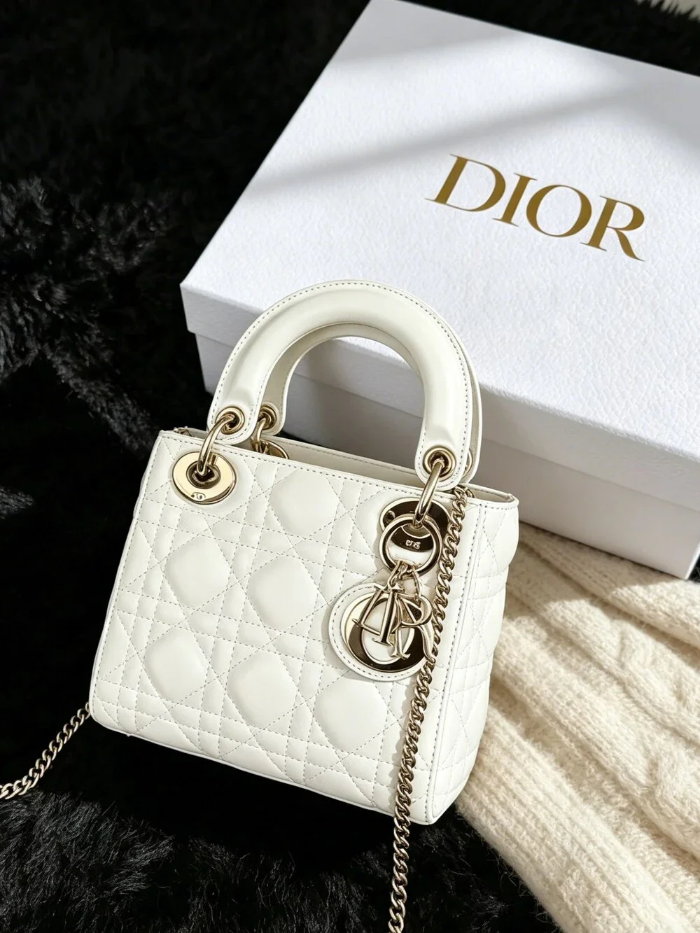 Mini Lady Dior Bag White Cannage Lambskin - Picture 2 of 7
